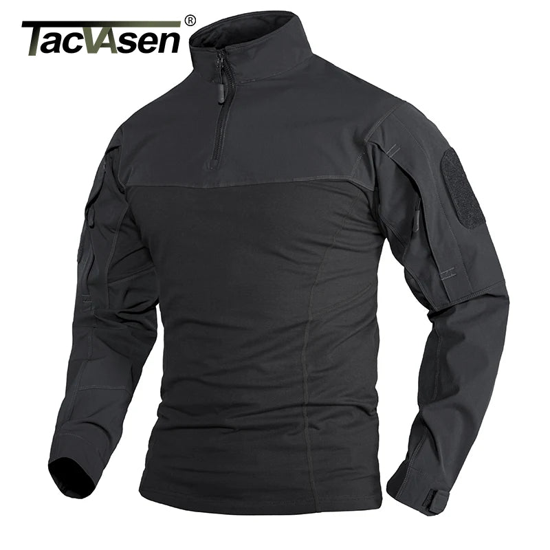 VALEWARD Transit Stretch Base Layer in Tactical Black, front view.