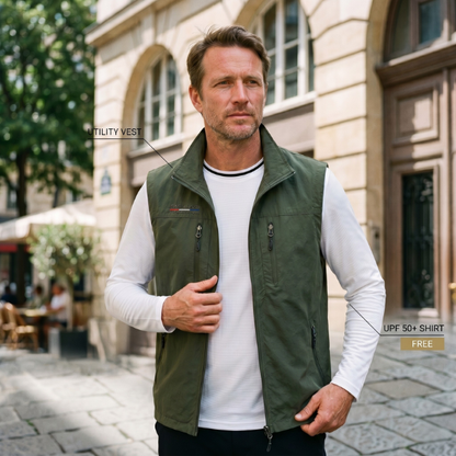 Sommer Utility Weste + Gratis UPF 50+ Shirt