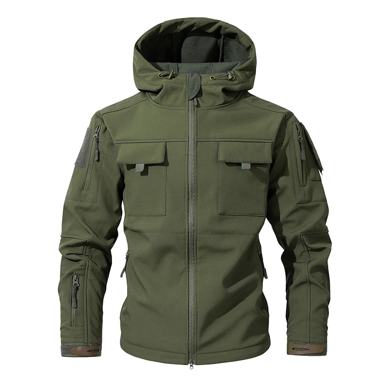VALEWARD Bracken Camouflage Softshell in Ranger Green, showing the large flap chest pockets