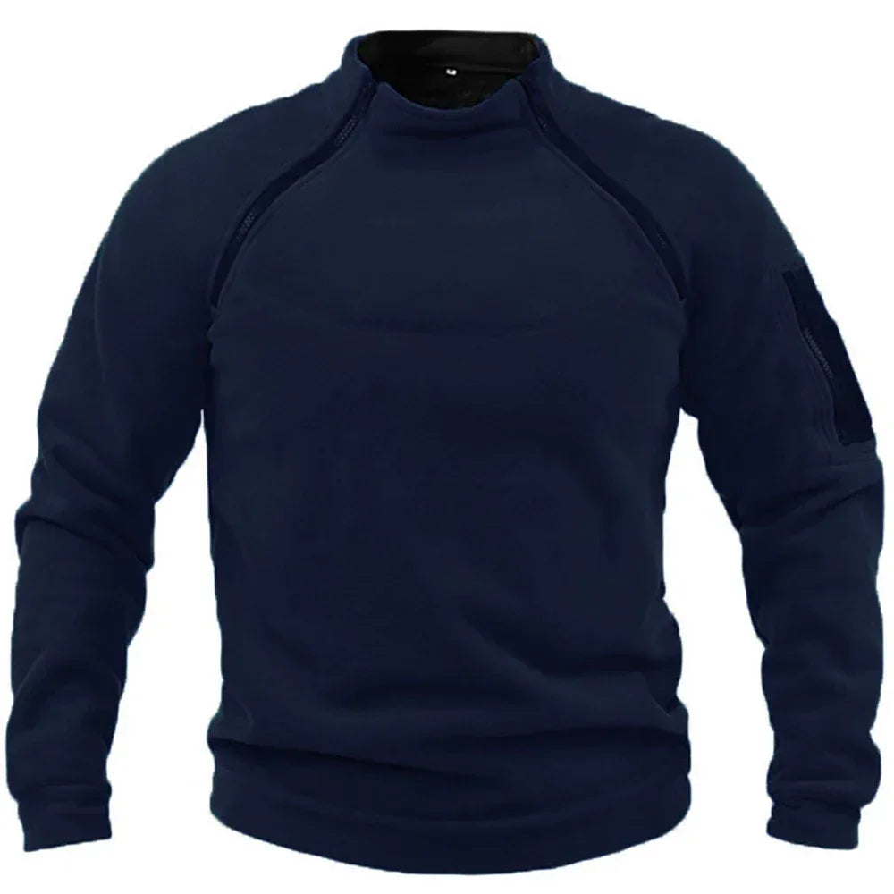 VALEWARD Sentry Tactical Fleece Pullover in Night Navy, front studio view.