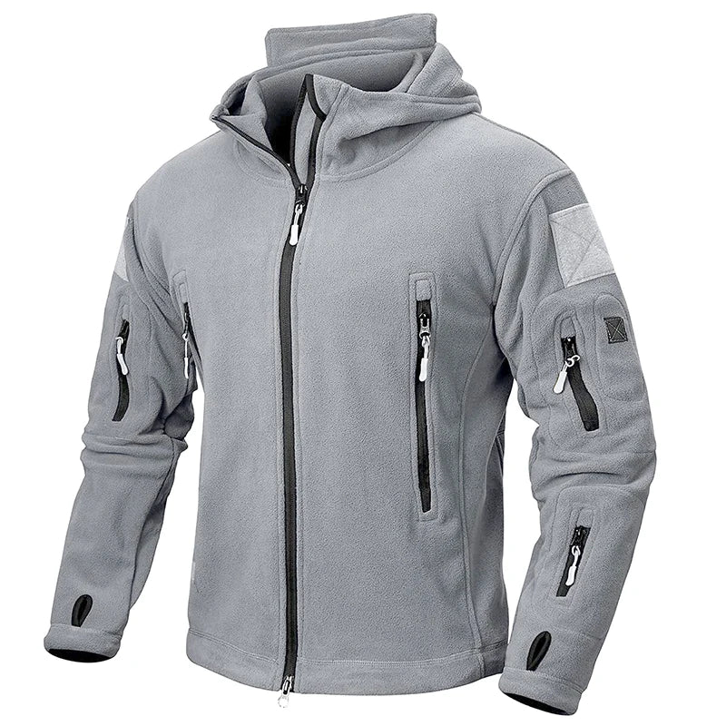 VALEWARD Watchman Hooded Fleece in Storm Grey, front view