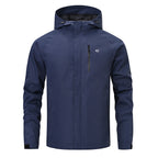 VALEWARD Voyager Packable Rain Shell in Night Navy, with the adjustable drawcord hood