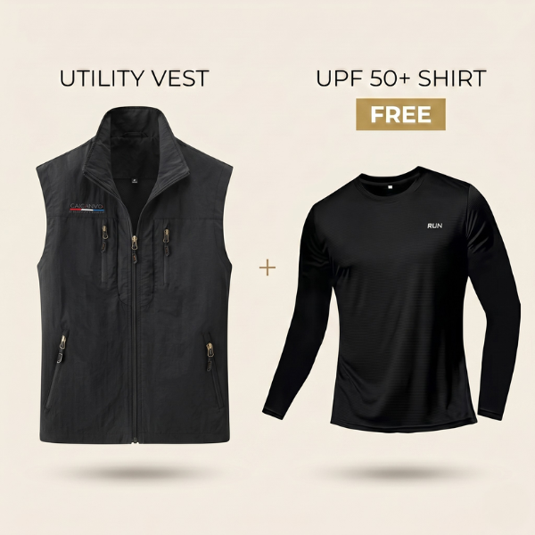 Sommer Utility Weste + Gratis UPF 50+ Shirt