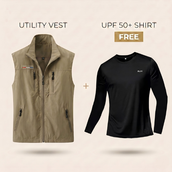 Sommer Utility Weste + Gratis UPF 50+ Shirt