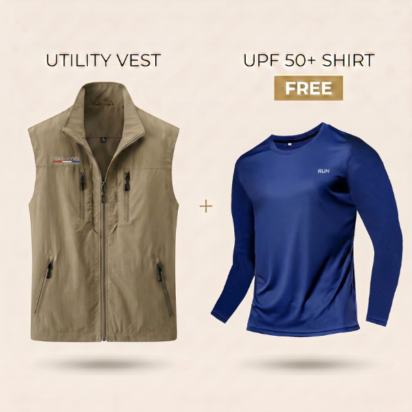 Sommer Utility Weste + Gratis UPF 50+ Shirt